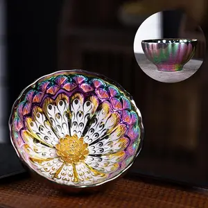 Exquisite Multi-Color Glazed Teacup - Kung Fu Tea & Zen Decor - Ideal Gift for Birthdays, Weddings, and Housewarmings Ornaments