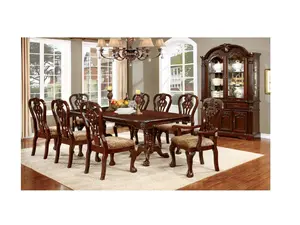 CM3212T Astoria Grand Singletary Elana Brown Cherry Finish Wood Double Pedestal Dining Table Set - 7 Pieces