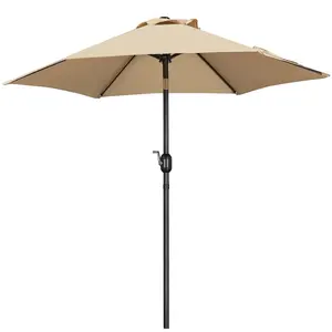 Yaheetech 7.5FT Patio Umbrella with Push Button Tilt & Crank, 6 Ribs - Durable Water-Resistant Canopy for Garden/Lawn/Deck/Backyard/Pool pool umbrella
