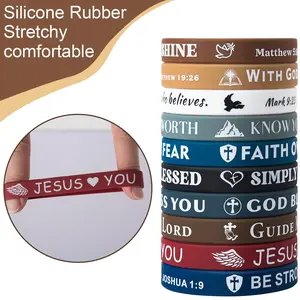 Christian Silicone Wristbands Bible Verse 20 Pcs Rubber Wristbands for Religious Party Favors, Gifts for Christian