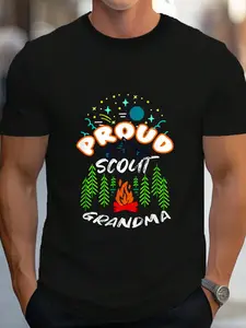 100% Cotton Camping Hiking SCOUTING Proud Scout Grandma T-Shirt Women's Men's Graphic Tee Crew Neck summer vacation Tops