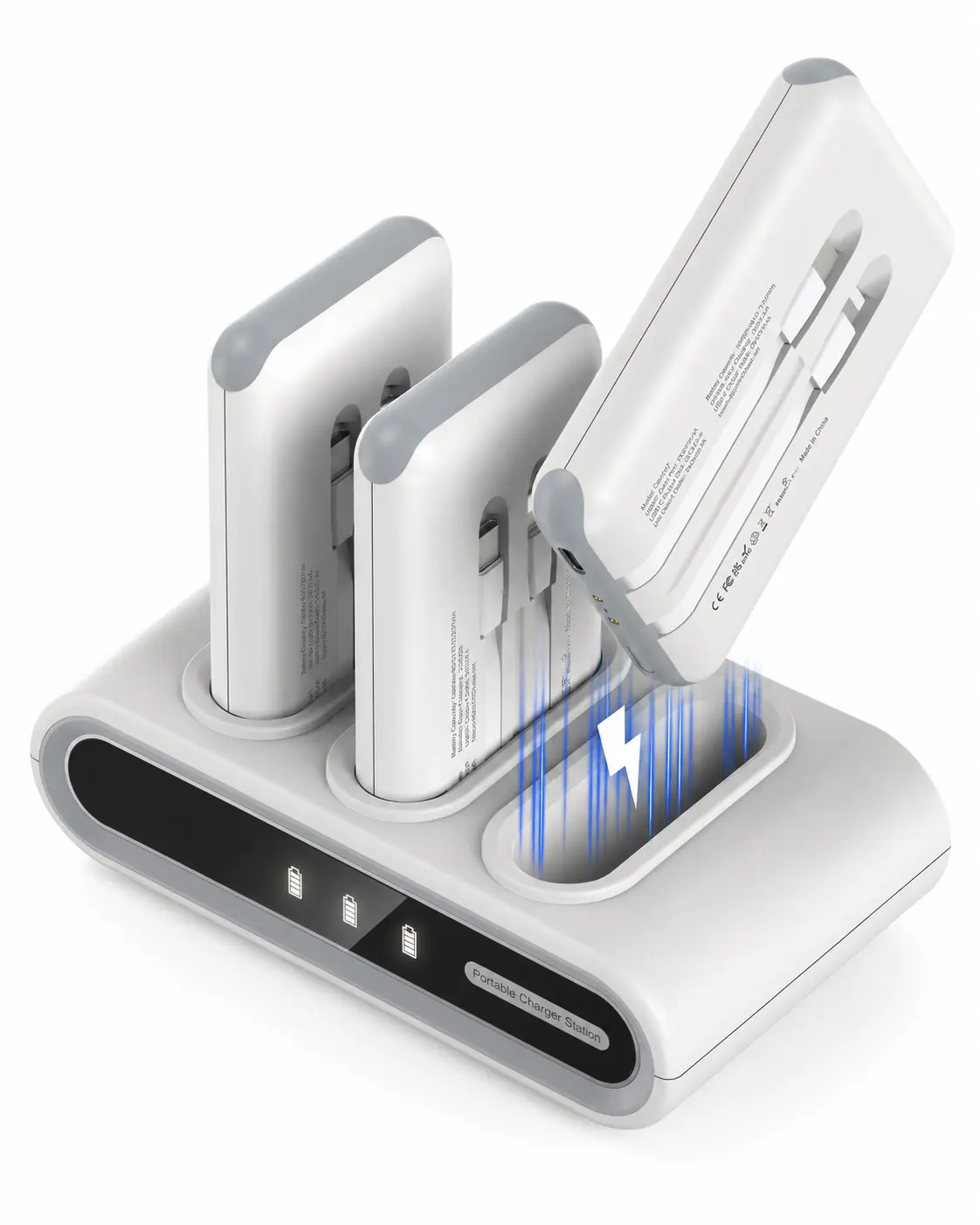 Portable Charger, 3-Pack 10000mAh Slim Power Bank Built in Cables, 3 Outputs 1 Inputs Family Power Hub for All Mobile Devices, Charging Station Set Includes 140 DlY Stickers, for Home,Office