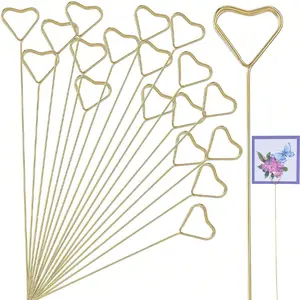 Metal Wire Floral Place Card Holder, Heart Shape Photo Memo Holder, Floral Card Holder Clip for Weddings Parties Birthdays Offices Office Accessories