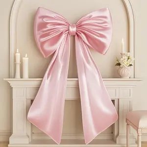 J.C  Large Pink Bow for Coquette Room Decor, 40x24 In Satin Ribbon Tie Coquette Birthday Decorations, Giant Pastel Pink Hanging Wall Decor for Ballerina Girls Just Wanna Be One (Internal Stability Layer) modern living room Gift Fluffy crystal  light