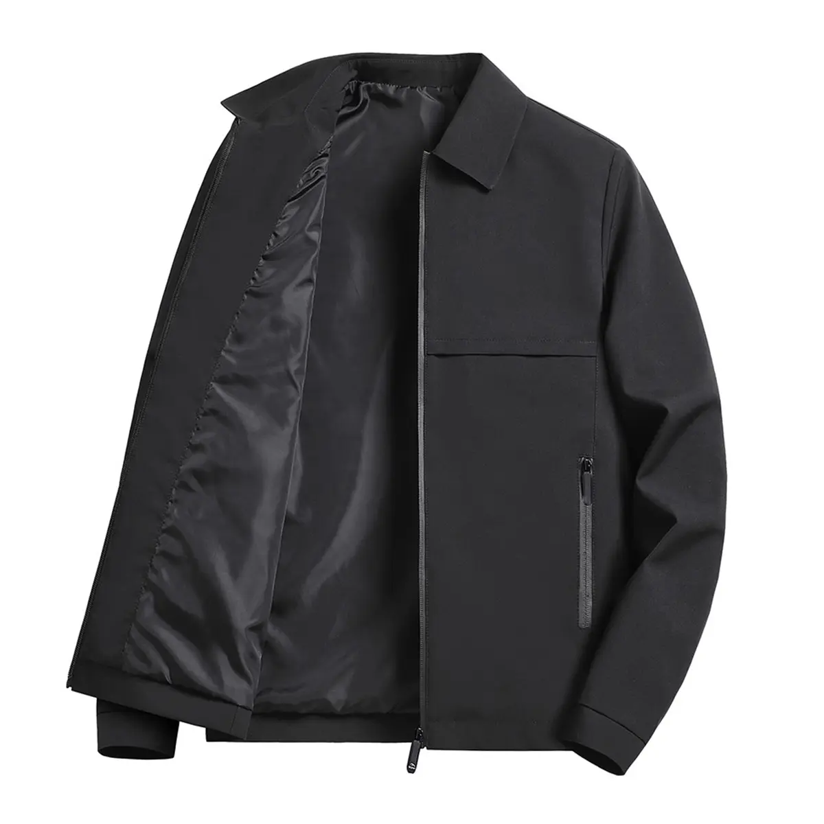 Men's Solid Baseball Jacket, Lightweight Polyester Windbreaker with a Fitted Cut for Sports, Commuting & Casual Wear, Tops, Menswear, Coats, Fashion, No, Chic