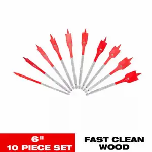 DIABLO SPEEDemon High Speed Steel Spade Bit Set with Pouch 10-Piece 6 Inch Fast Clean Wood Drilling Tools