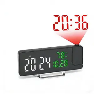 180° Rotation Digital Projection Multifunctional Alarm Clock TEMP Humidity Date Night Mode Snooze Table Clock 12/24H ℃/℉ USB Powered LED Clock Usb Powered Clocks