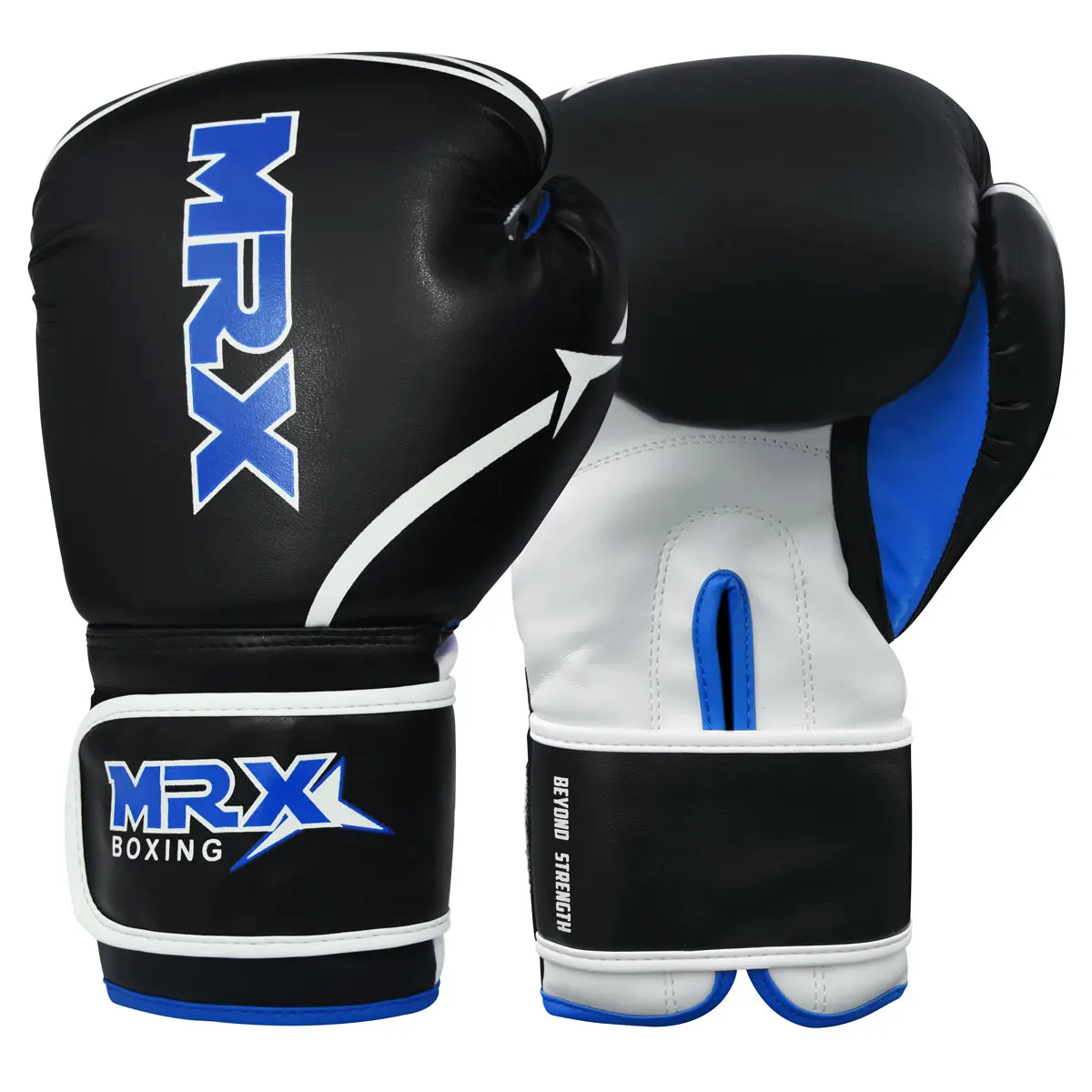 MRX 10oz Winning Training Gloves for Fighters, Professional Black & Blue with Ventilated Palm and Moisture-Wicking Liner, Boxing Equipment, Winning Boxing Gloves, Thermal, Martial Arts, Unisex, Training Gear, Full Glove