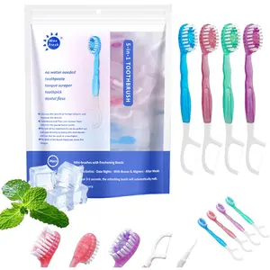5-in-1 Toothpaste & Floss, 26Pcs Mini Toothbrushes with Mint Toothpaste, All in one Oral Care On The Go, 5 in 1 Mini Brush, Toothpaste + Floss, Disposable Travel & Dating & Business  Toothbrush Set
