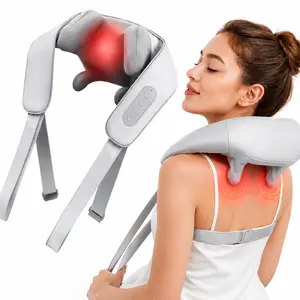 MASGRE Cordless Neck and Back Massage Pillow - 6D Deep Tissue Shiatsu Kneading, Heat Massage, Non-Woven, Multi-Target Vibration for Upper/Lower Back Pain Relief, Valentine's Day Gift, Rechargeable Device, Heat Massage Devices