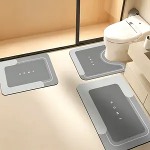 3PCS Absorbent Bath Mat Magic Rug Sets, Quick Drying Bath Mat Non-Slip Floor Rug Rubber Backed for Bathroom Kitchen Shower Sink (16.9''x23.6''+19.7''x23.6''+19.7''x31.9'', Light Gray)