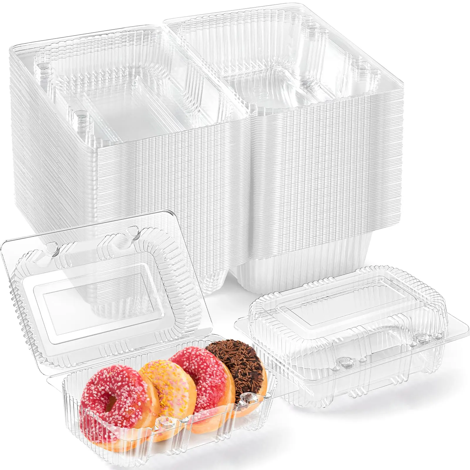 40 Pack Clear Hinged Plastic Containers, Sturdy To Go Clamshell Food Containers with Lids, Disposable Take Out Boxes for Desserts Cake Slices Sandwich Salad Cookies