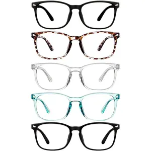 Reading Glasses for Women/Men 5 Packs Eyeglasses Blue Light Glasses Readers for Computer Eye Cheaters Blocking - Oversize Square Anti Glare Eyestrain, Filtering, Anti-UV400/Glare/Fatigue Vision