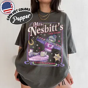 [Sale off up to 50%] Mrs Nesbitt?s Tea House Shirt, To Infini-tea T Shirt, Retro Family Theme Park Shirt, Funny Story Book Lover Gift, Graphic Streetwear T-shirt