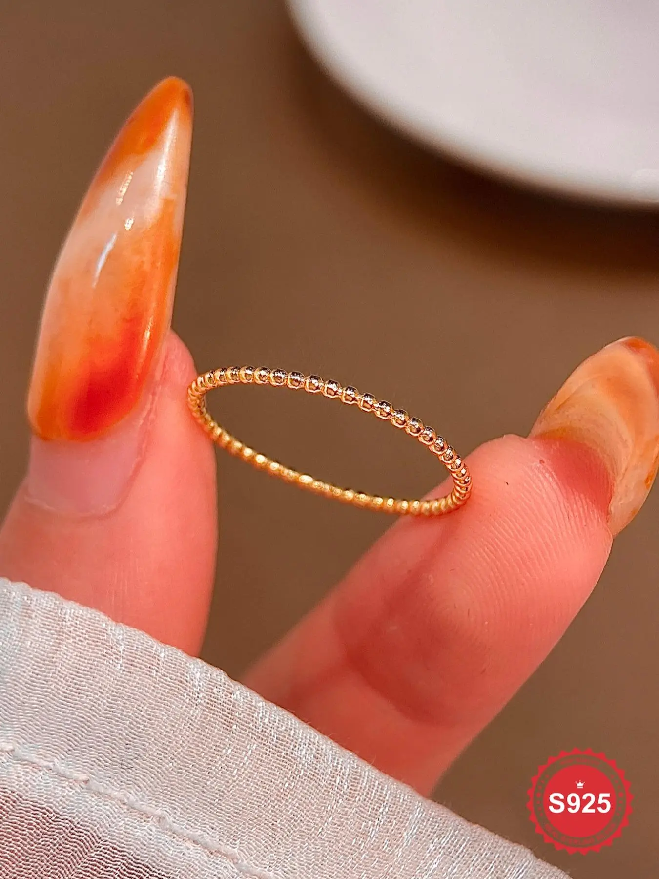 S925 Sterling Silver Simple Stackable Round Bead Ring, Dainty Ring, Stacking Rings, Fashion Accessories for Women & Girls, Trendy All-match & Exquisite Jewelry for Birthday Gift