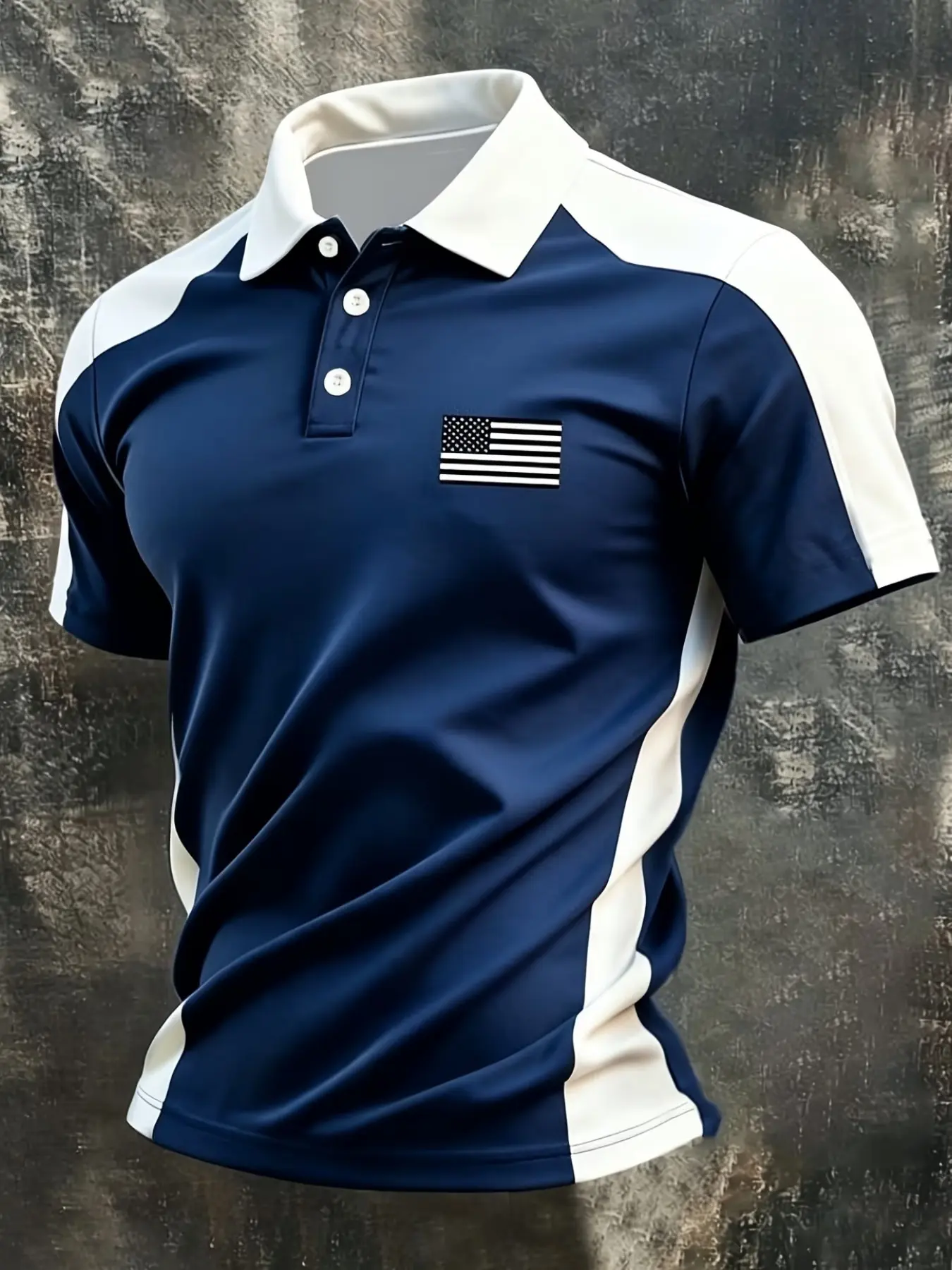 250th Anniversary Short Sleeve Polo Shirt, American Flag Print, Men's Casual Fashion Sporty Quick-Dry Collared Top, All-Over Print, Fitted Style, Casual Sportswear