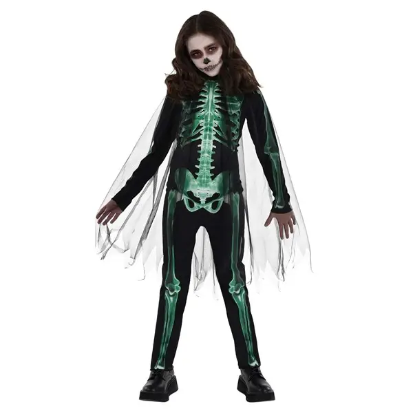 Girl's Glow Skeleton Reaper Costume