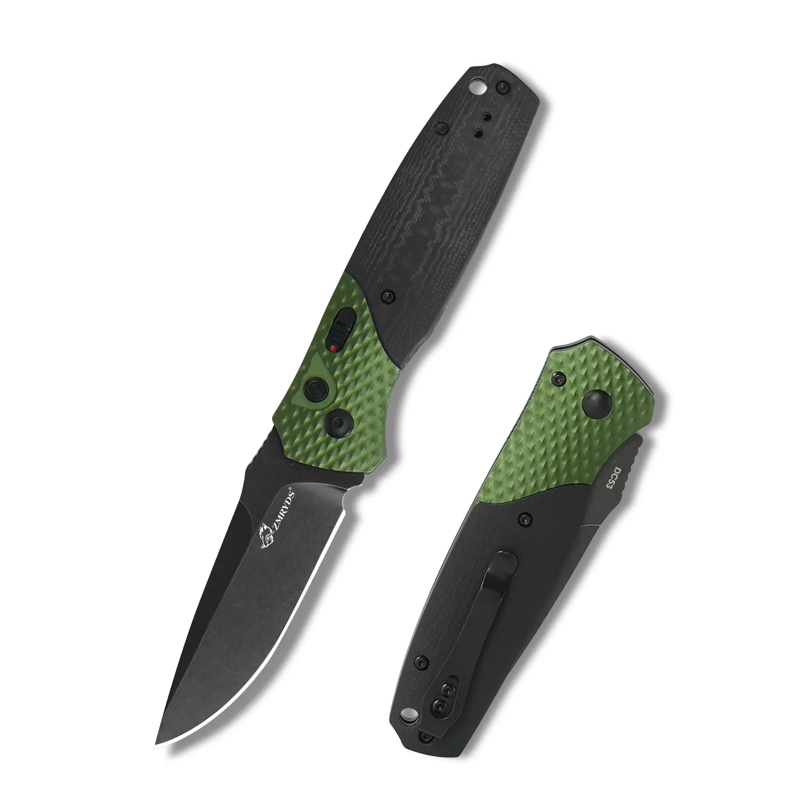ZMRYDS FD9003 Folding Pocket Knife DC53 Steel Blade HRC60-62 G10 Anti-Slip Handle EDC Everyday Carry Tool 8.15 Inch Total Length Portable Outdoor Knife for Camping Hiking Fishing Survival