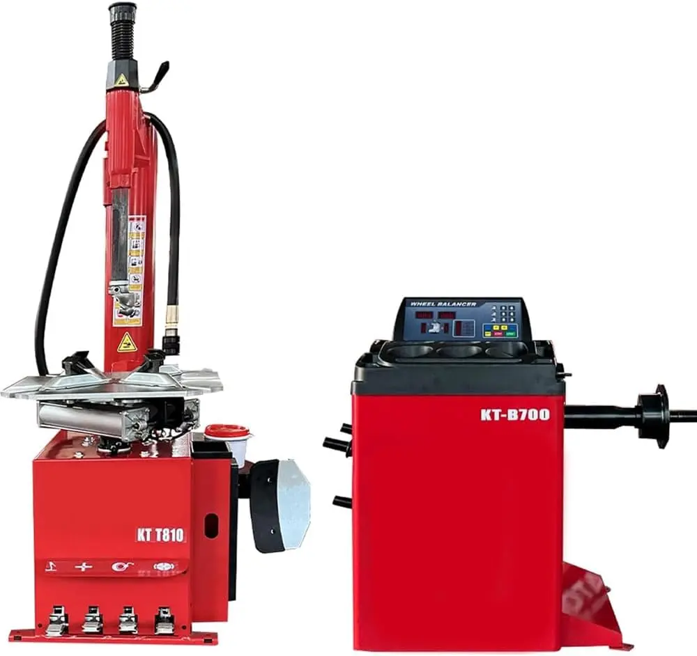 BFD Tire Changer and Wheel Balancer Combo – 2.0HP KT-T810 Tire Changing Machine with Bead Blaster + KT-B700 Automatic Wheel Balancer for Car Tires, Truck Tires, Garage, Mechanic