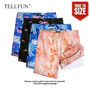 Men’s 2 in 1 Swim Shorts Quick Dry Beach Shorts with Liner Loose Fit Summer Swim Trunks Casual Athletic Wear baggy bottom unisex