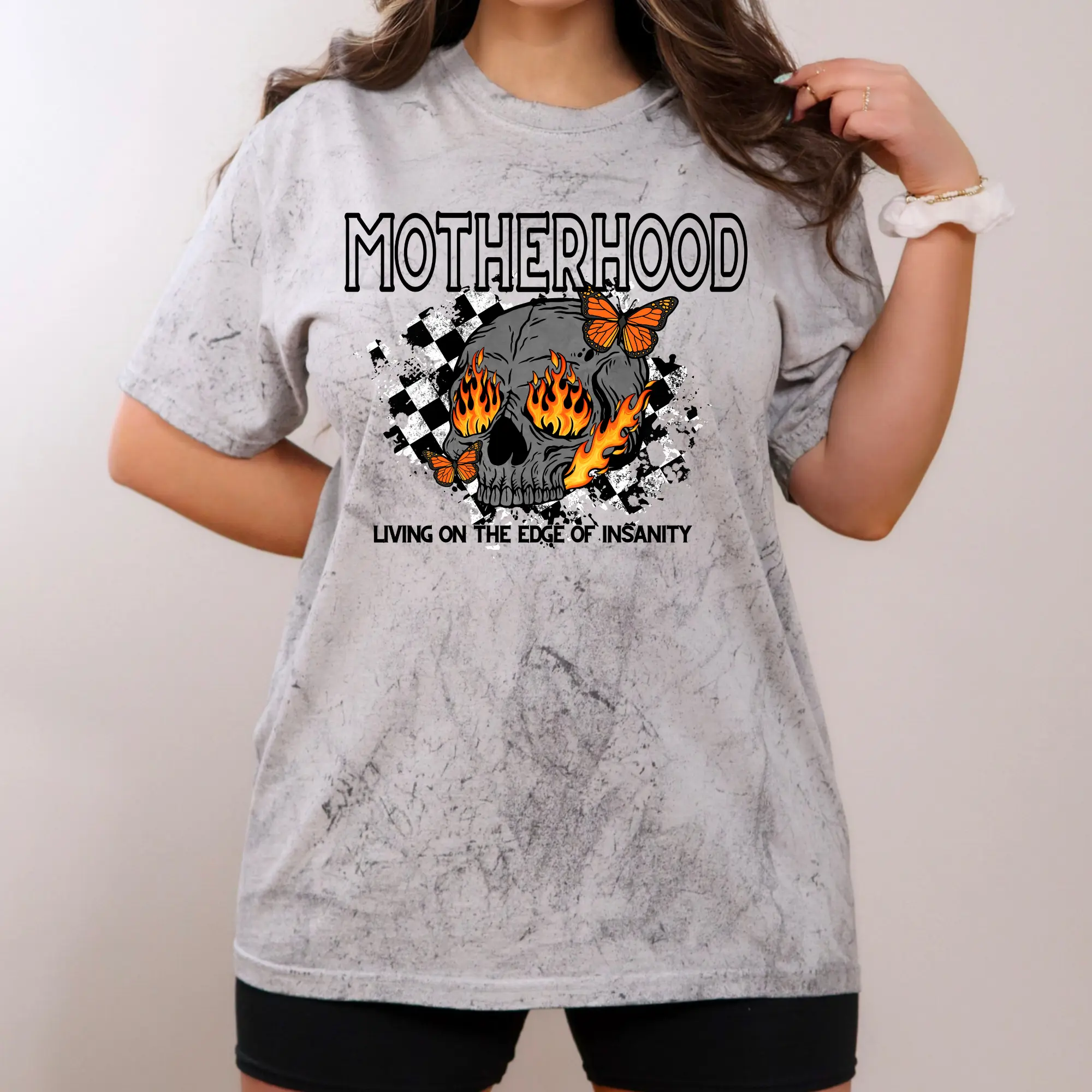 Motherhood living on the edge of Insanity Comfort Color Tee Shirt, mama Comfort colors, motherhood shirt, graphic Tee shirt, cute mama Tee shirt, mom shirt,  apparel, Womenswear