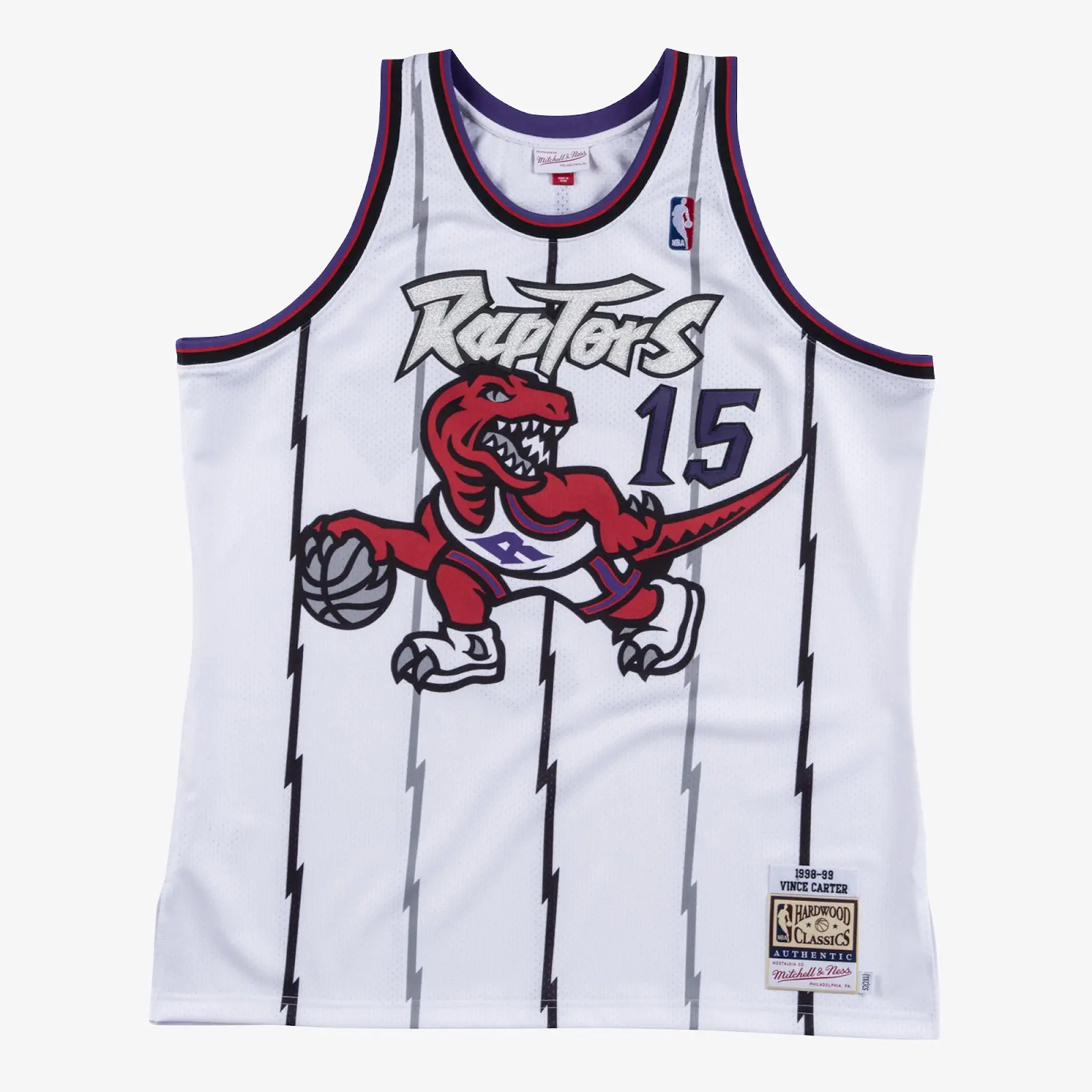 Vince Carter Toronto Raptors 1998-99 White Authentic Jersey - Mitchell & Ness NBA Throwback, 90s Retro Basketball Jersey