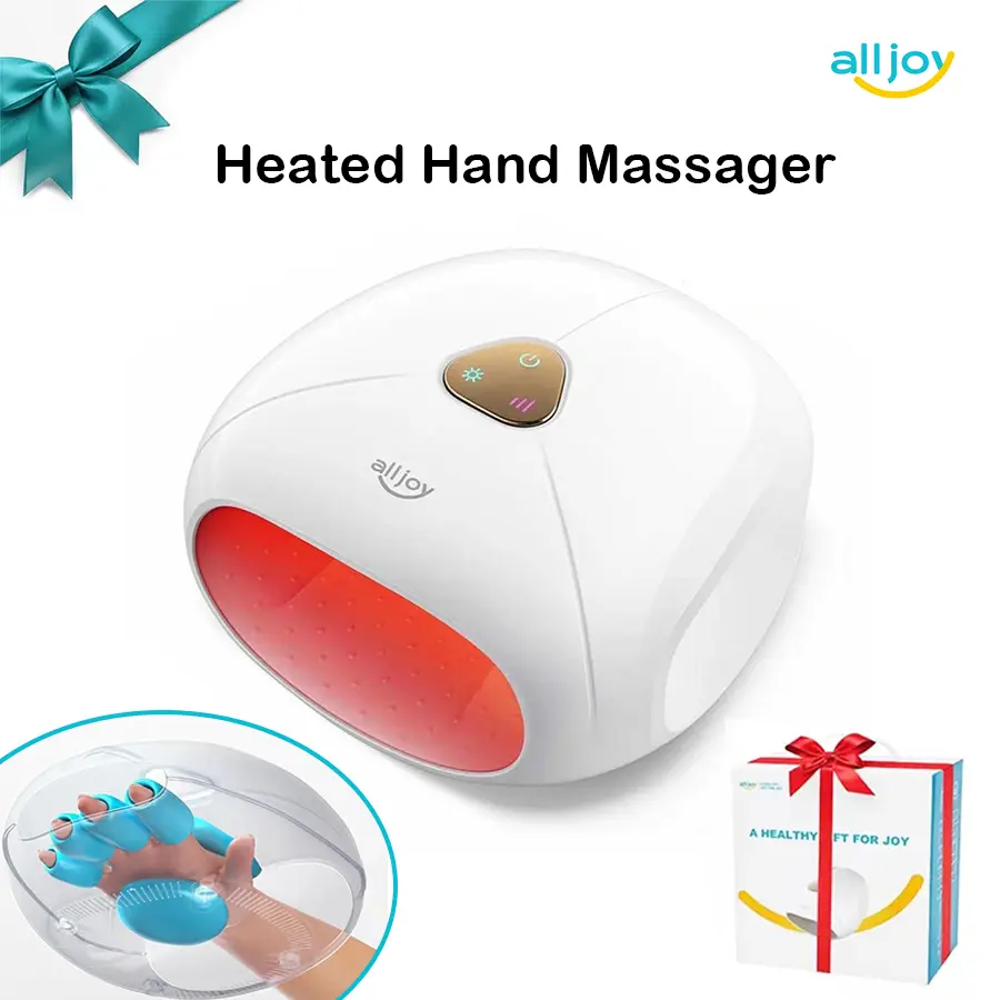 Alljoy Cordless Rechargeable Heated Hand Massager - Adjustable Massage Device with 2 Modes, 3 Intensities, 3 Heat Levels for Sore Hands & Fingers, Battery Powered Circulation Massager for Adults, Massage Devices, Battery Powered Massage Devices