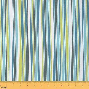 Green Blue Decorative Fabric for Home DIY Projects,Stripes Fabric by The Yard, Natural Geometric Waves Ripple Upholstery Fabric, Durable Fabric, Striped Pattern