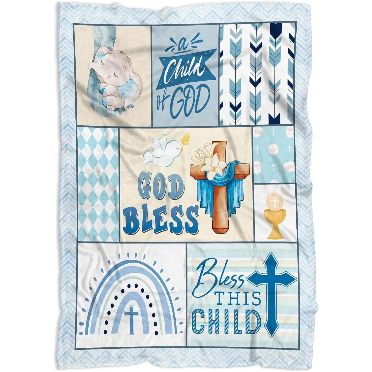 Baptism Blanket 40"x30" – Soft Throw Blanket, Baptism Gift for Girls & Boys, Keepsake Gift for Newborns, Christening or Baptism Present from Parents & Godparents