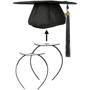 Graduation Cap Headband - Grad Cap Headband, Firm Anti-Fall Hairband for Graduation Cap, Hat Accessories for Graduates Black