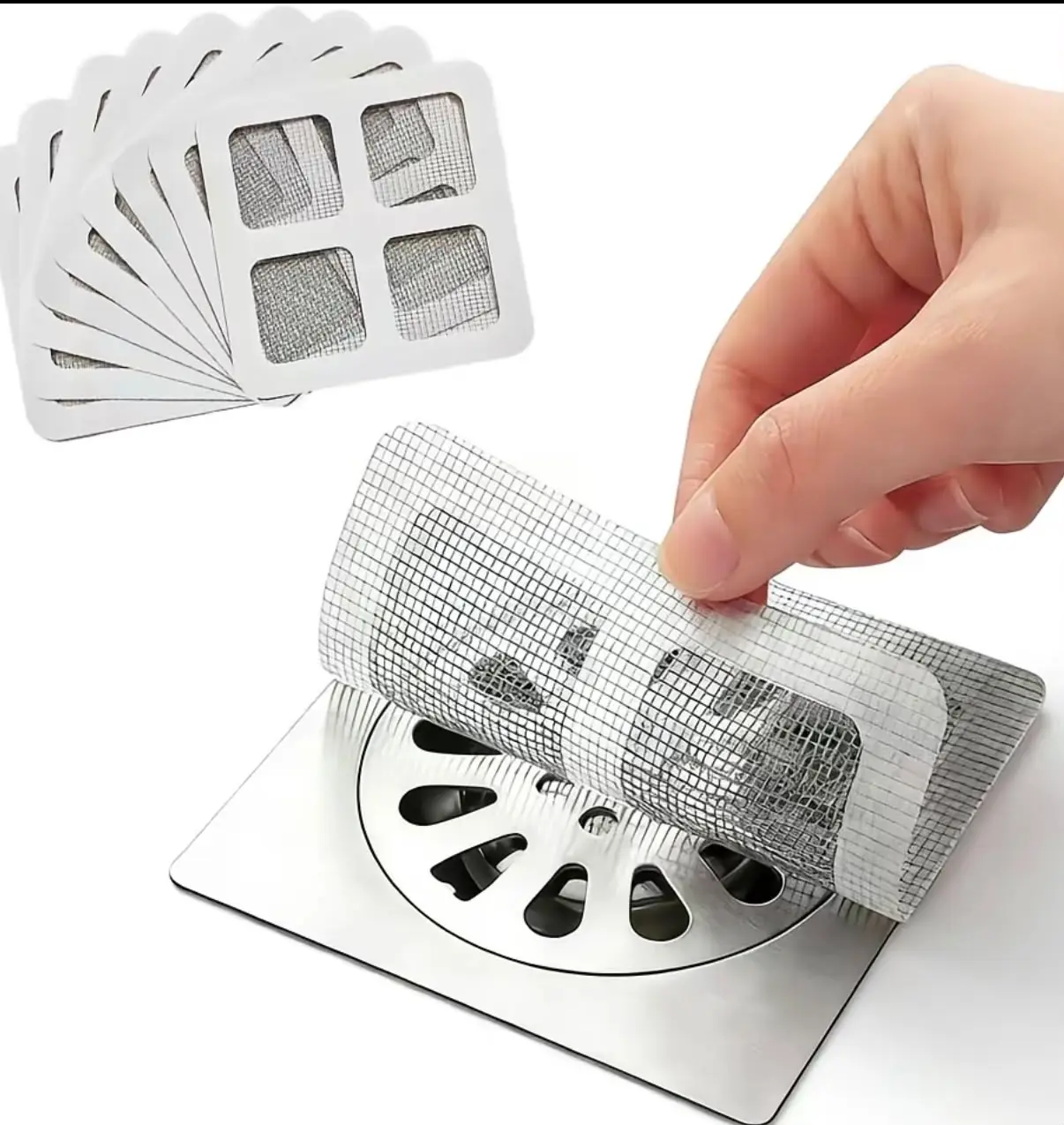 30PCS Pack 4" X 4" Disposable Shower Drain Hair Catcher, Floor Drain Sticker, Bathroom,Bathtub,Sink, Kitchen,Drain Mesh Cover,Drain Mesh Strainer