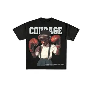 Unisex "Courage Fearless Since Day One" Young Boxer Graphic Sport T-Shirt | Motivational Boxing Oversized Cotton Streetwear Tee for Men & Women