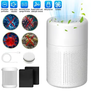 20db Quiet Air Cleaner Air Filter Eliminator Air Purifiers HEPA Air Purifierm, for Home with USB Cable, for Bedroom Desktop Office Living Room for Pet, Pollen, Smoke Odor Pollutants