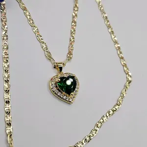 heart green fashion chain gold-plated 18"inches 24"inches available