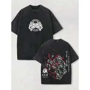 Darc Sport Wolves "Bushido" Vintage Washed Oversized Tee | California Gym & Streetwear | Heavyweight Cotton | Weightlifting Workout Shirt