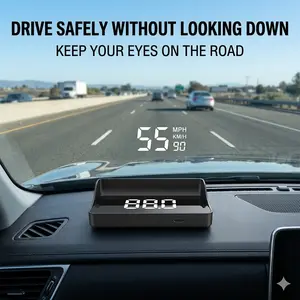 Car HUD Head-Up Display – Real-Time Digital Speedometer KMH/MPH, Safe Night & Highway Driving