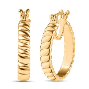 Shop LC Full Hoop Earrings 18K Yellow Gold Plated Bronze