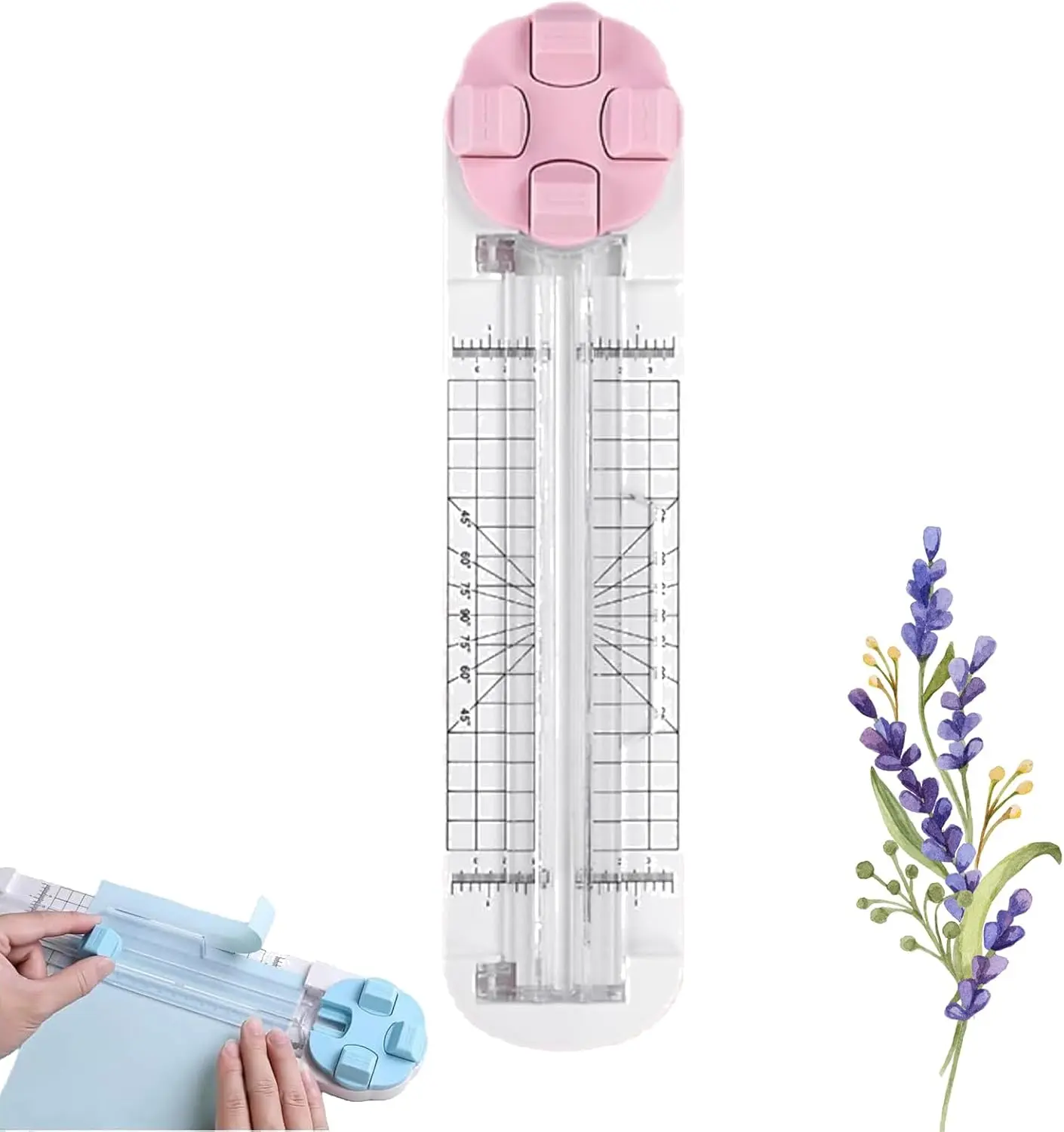 Paper Trimmer, 4 Styles Craft Paper Cutter Multi-Function Scrapbooking Tool for Cutting Paper Photos Scrapbook Postcard (Straight, Wave, Perforated and Creasing Lines) Pastel Color