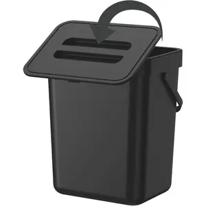 0.8 Gallon 3L Compost Bin Kitchen for Countertops or Under Sinks Hanging Trash Can with Lid Black Mountable Indoor Compost Bucket Compact & Versatile Design
