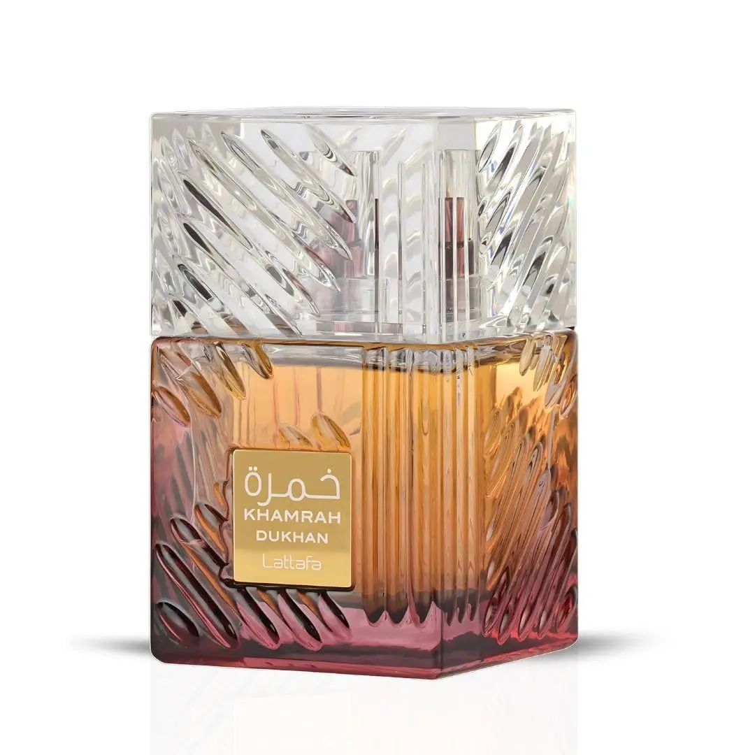 Lattafa Khamrah Dukhan Unisex Eau de Parfum Spray 3.4 Ounce 100 ml Masculine Edition with Pimento Mandarin Incense Labdanum Fragrance