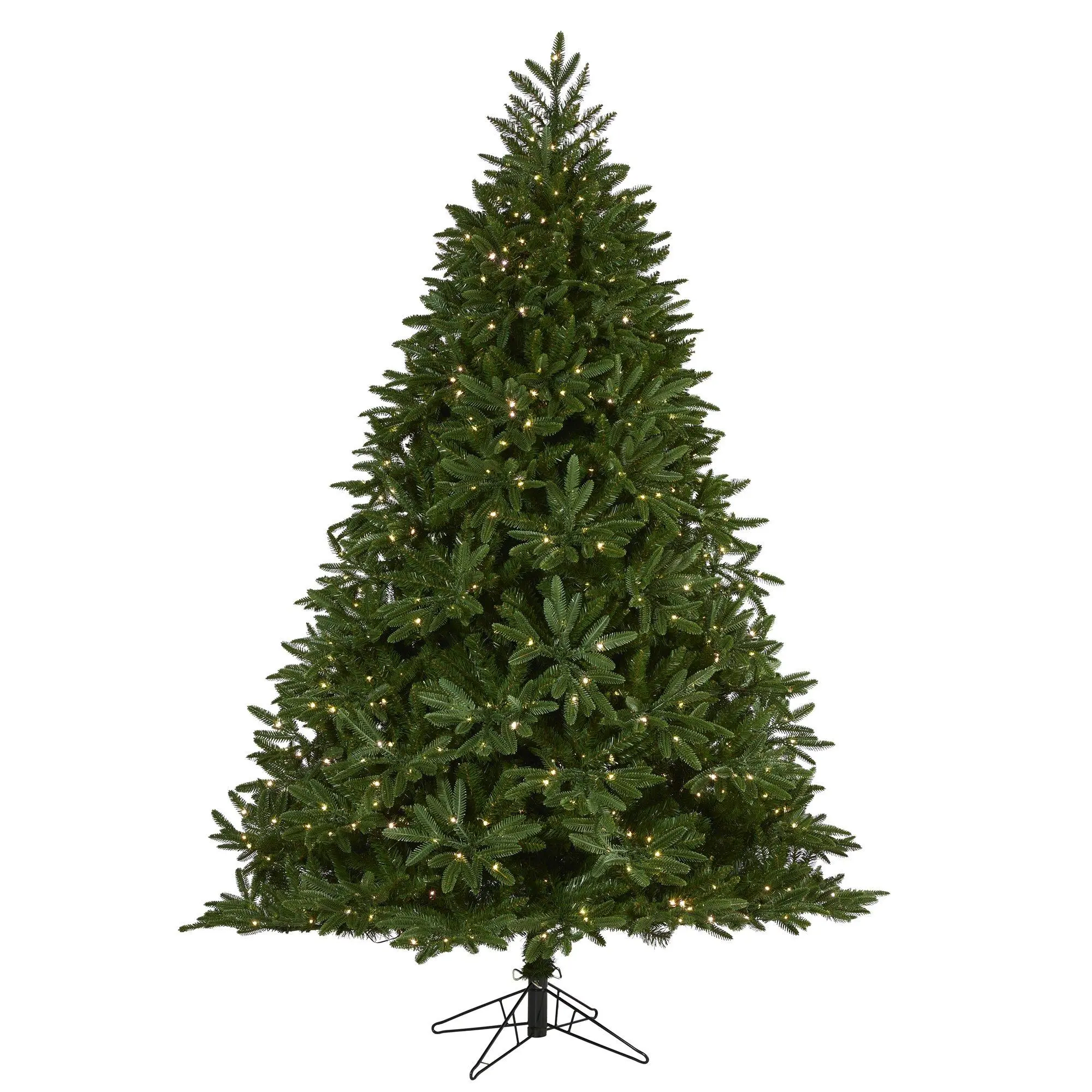 7ft Tall Traditional Full-Figured Oregon Spruce Artificial Christmas Tree - Indoor Home Decor, Easy-Install Metal Stand, LED Lights, Festive Ornaments, Fade-Resistant, Bendable Branches, Holiday Burst Accents