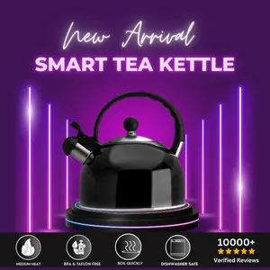 Venoly 2.5 Liter Whistling Tea Kettle with Steel Finish