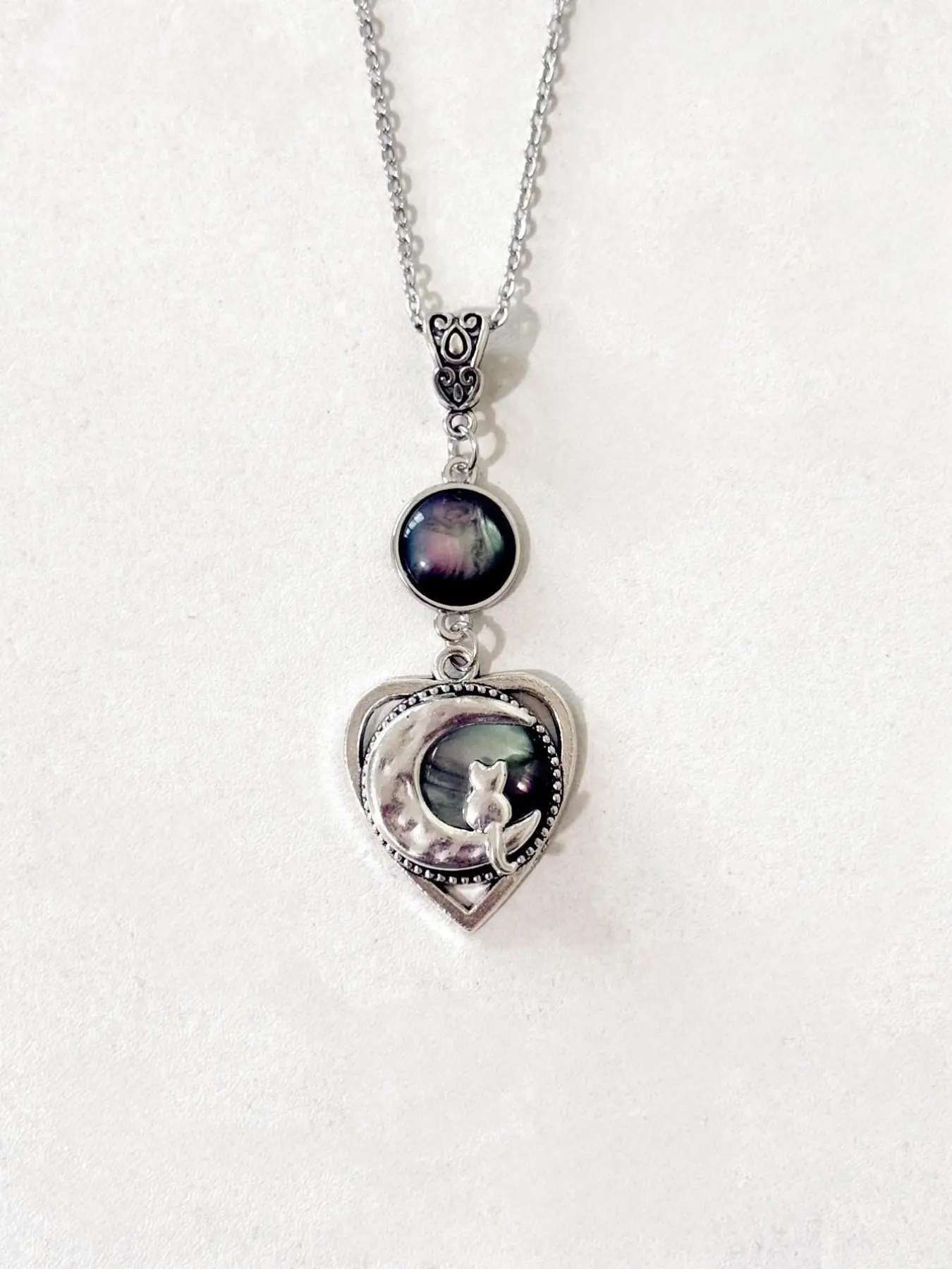 Y2K Fashion Heart Moon Cat Exquisite Trendy Unique Design Alloy Pendant Necklace for Women, Artificial Crystal, Sweet Cool Punk Collar Chain, Aesthetic Jewelry Gift