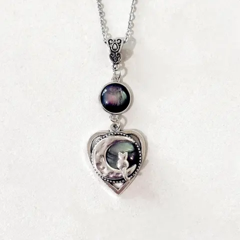 Y2K Fashion Heart Moon Cat Exquisite Trendy Unique Design Alloy Pendant Necklace for Women, Artificial Crystal, Sweet Cool Punk Collar Chain, Aesthetic Jewelry Gift