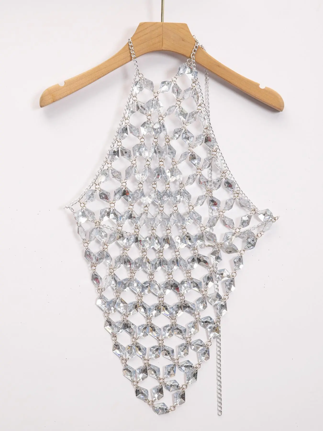 Women's Rhinestone Decor Halter Neck Cami Top, Fashion Hollow Out Backless Cami Top For Party Holiday Vacation, Ladies Clothes For All Seasons