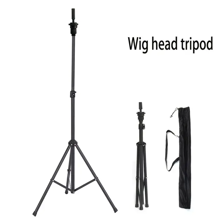 Professional Tripod Wig Stand, 50-Inch Height Adjustable Salon Equipment with Rotating Head, Hair Tools with Foldable Portability for Styling & Wig Display, Easy To Install