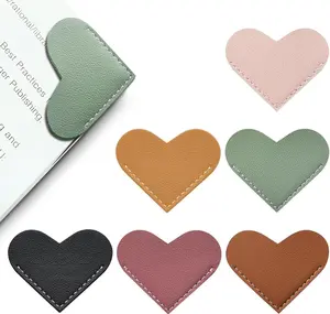 Cute Leather Heart Corner Bookmarks Set of 6 | Book Marks for Reading Women Girls | Bookish Gift for Book Lovers Teachers Students
