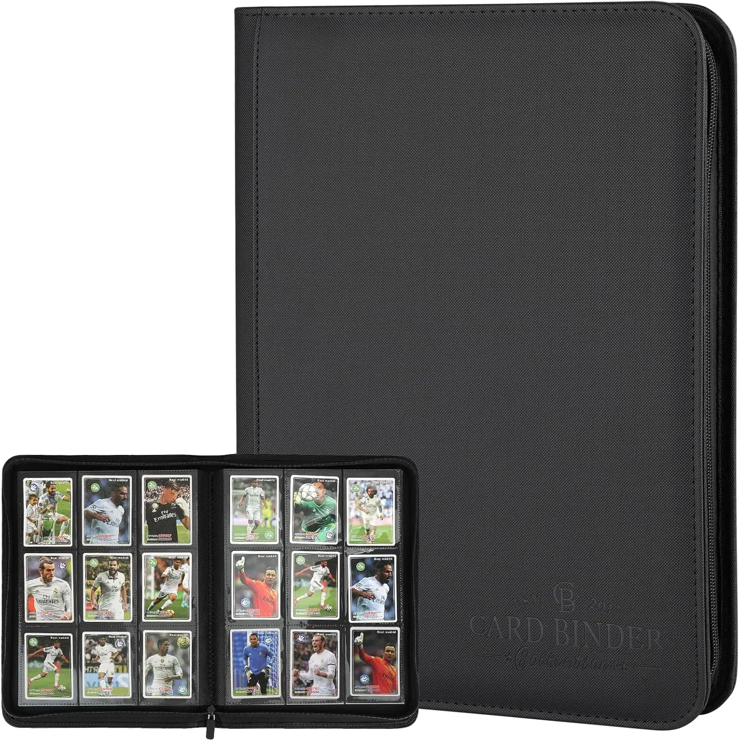 9 Pockets Card Binder, PU Zipper Top Loader Binder  Trading Card Binder with 540 Double Sided Pocket PU Collection Binder, Collector Album, Card Folder for MTG, TCG, Business Cards.(Black)