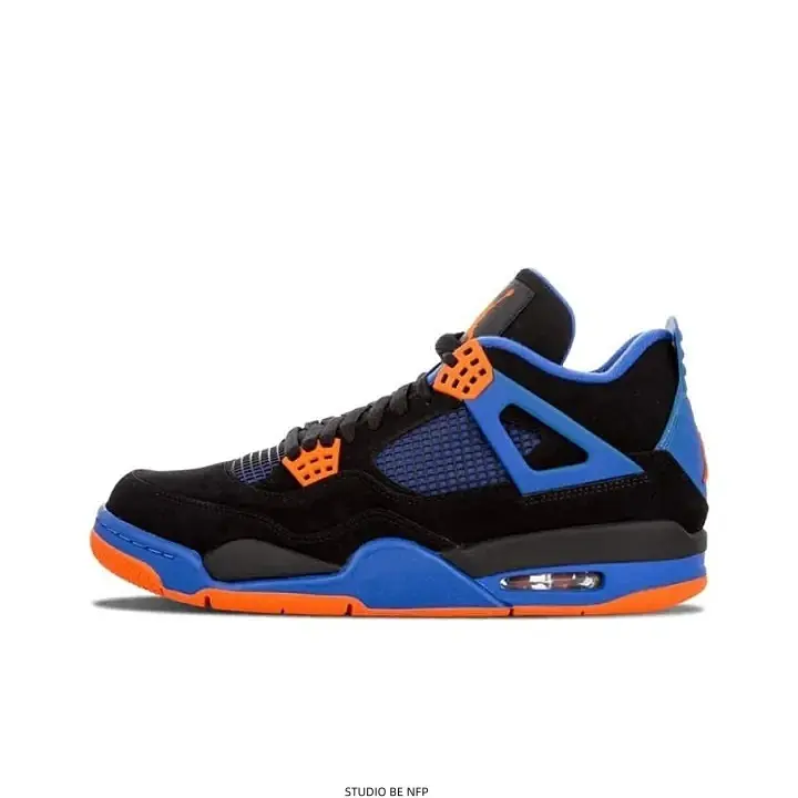 Mid‑Top Retro Basketball‑Inspired Sneakers, Black Upper With Bright Blue & Orange Accents, Breathable Mesh Side Panels, Shock‑Absorbing Cushion, Non‑Slip Rubber Outsole, Trendy Street‑Style Athletic Shoes for Daily Wear & Outdoor Sports