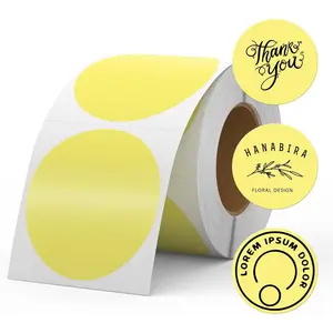 Round Thermal Labels 2 Inch Vinyl Circle Yellow Direct Printer Stickers  Self-Adhesive Decals Label for Logo Design Sealing Office Address 500 count
